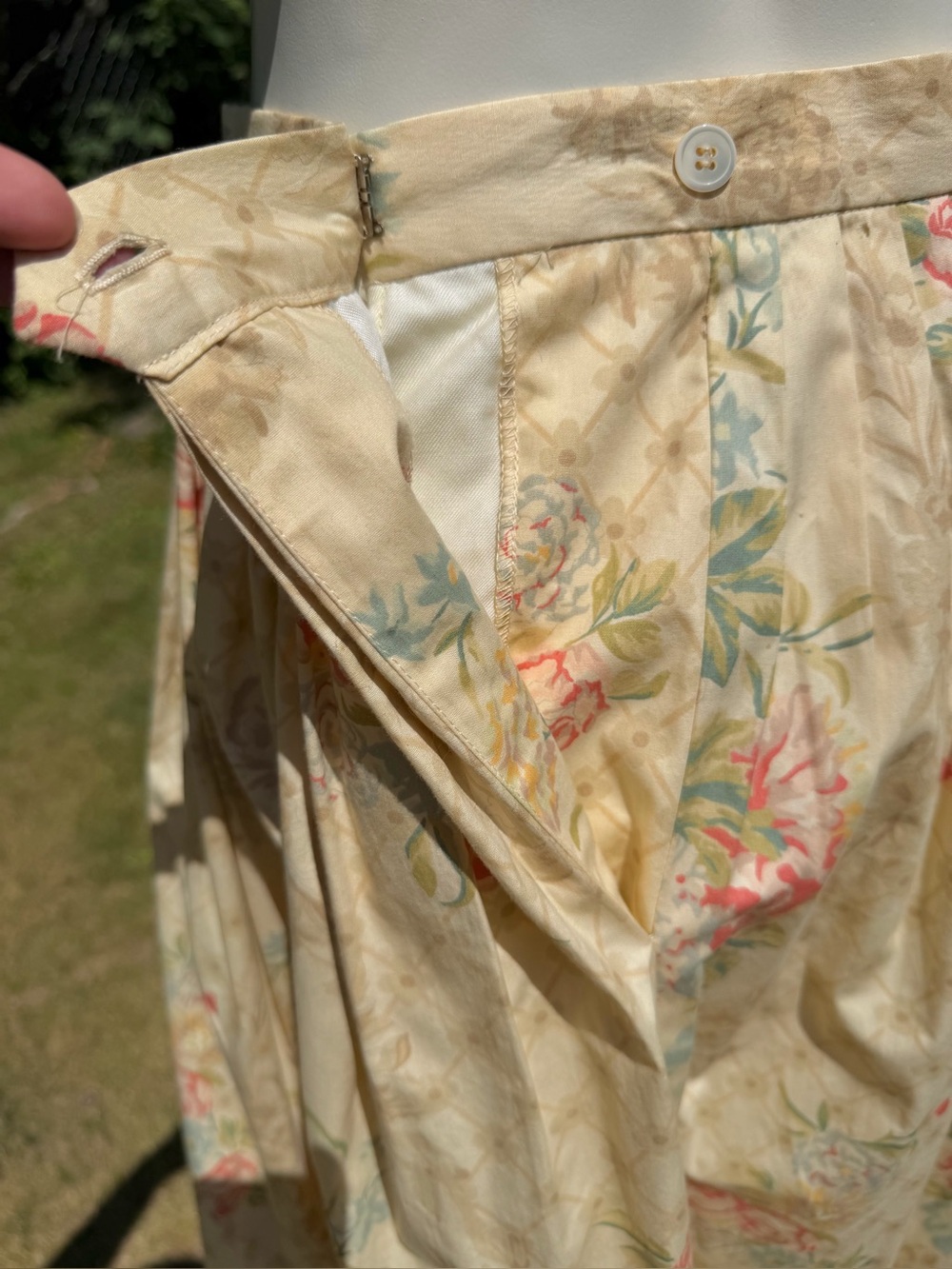 Vintage 80s Ralph Lauren Floral Skirt Size 8 Blue Label Cabbage Roses Wallpaper - Picture 9 of 9